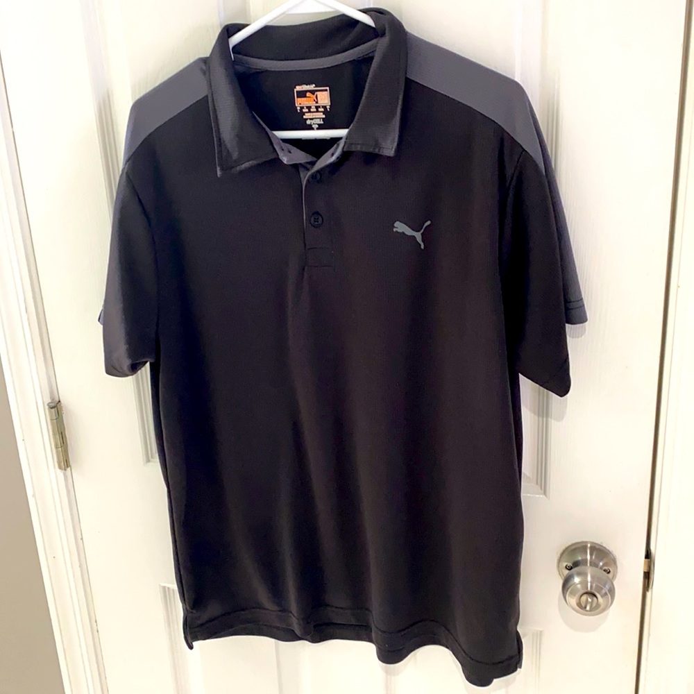 Puma • black and gray sport polo, size Large EUC
